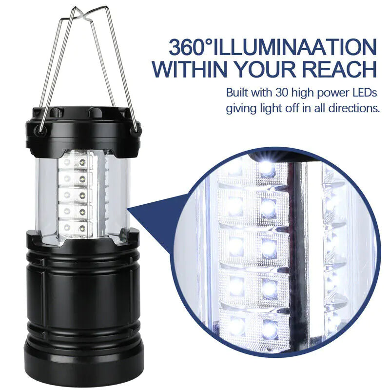 Ultra Bright Portable Collapsible 30 LEDs Hiking Camping Lantern Tent Light Lamp - ShopandTop