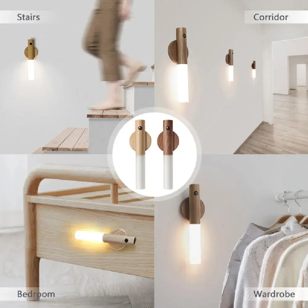 LED Wood Night Light Magnetic USB Lamp For Home - ShopandTop