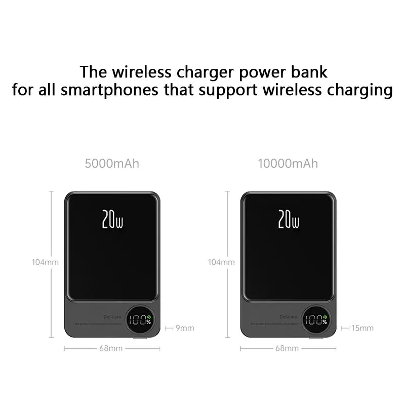 Slim Magnetic Power Bank – Ultra-Thin, Wireless Charging, Magnetic Suction, Fast Charging - ShopandTop