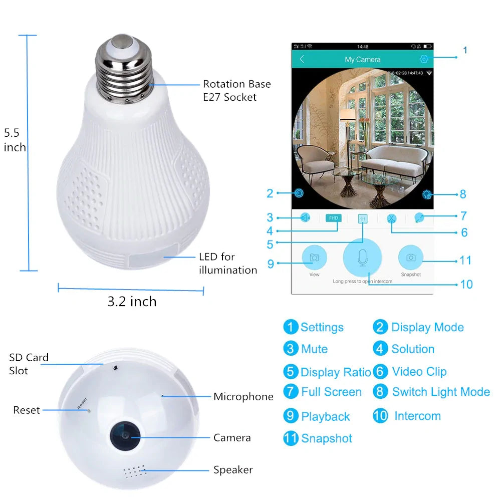 Light Bulb Shape Security Camera