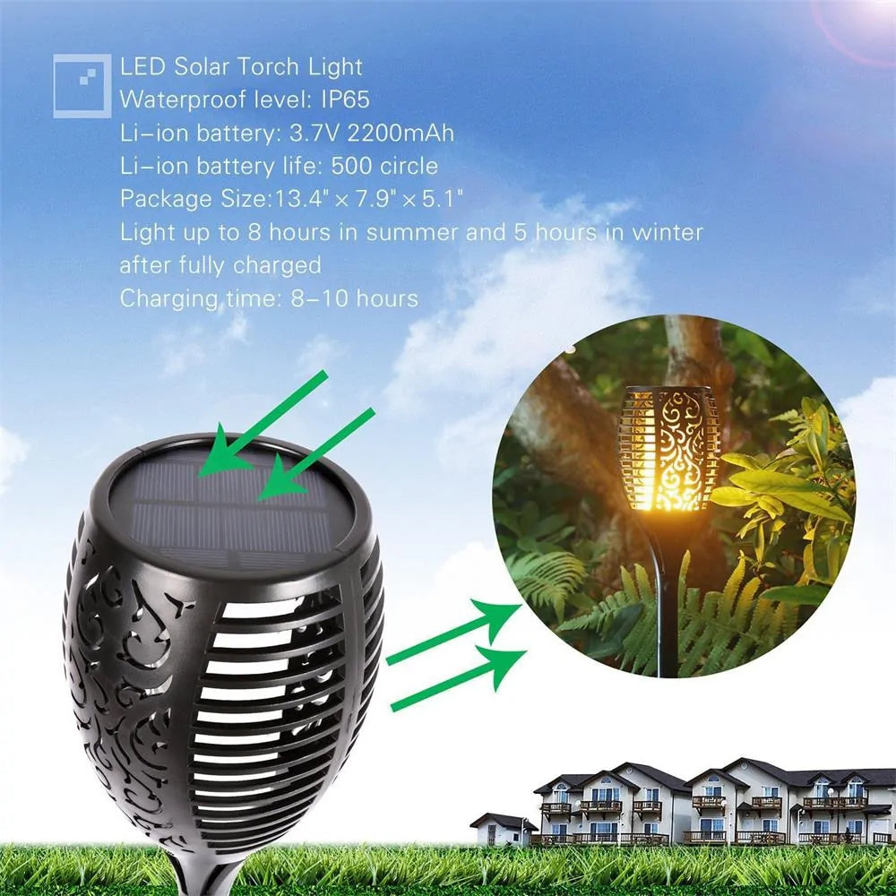 Solar-Powered LED Torch Lights – Outdoor Solar Flame Lights for Garden, Patio, and Pathway - ShopandTop