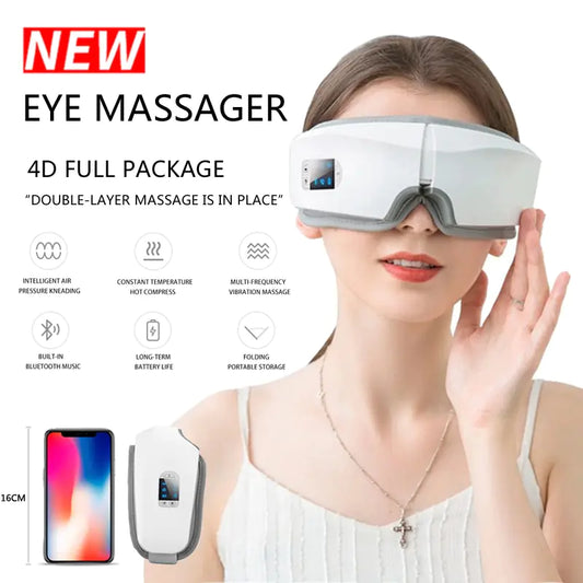 4D Smart Airbag Vibration Eye Massager - Hot Compress with Bluetooth Music - ShopandTop