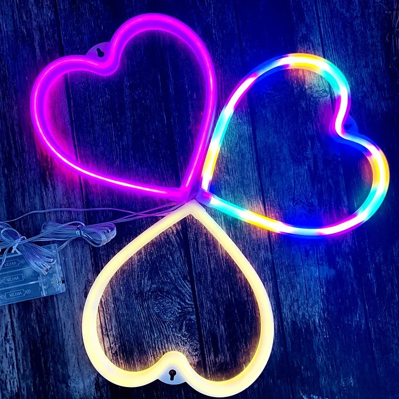 Bedroom Night Lights Neon Heart Lamp - ShopandTop