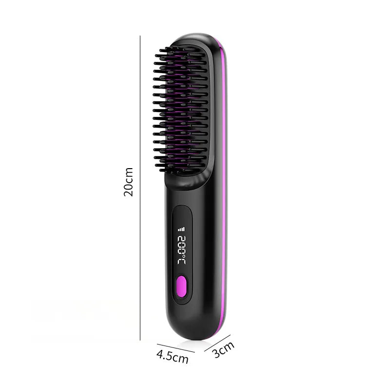 2-in-1 Wireless Hair Straightener & Curler Brush - ShopandTop