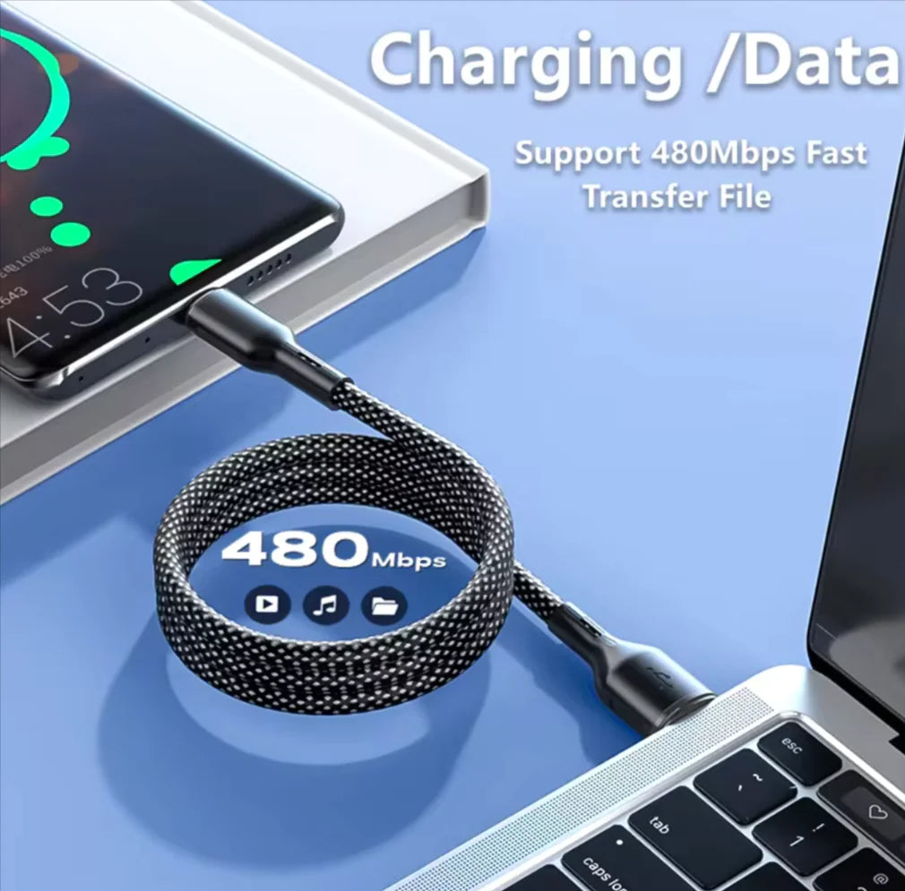 100W 6A  Magnetic Fast Charge USB C Cable - Easy Storage & Quick Data Sync for Samsung & Xiaomi Phones