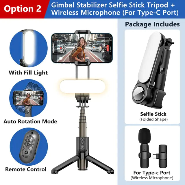 Versatile Smartphone Stabilizer with Bluetooth Light