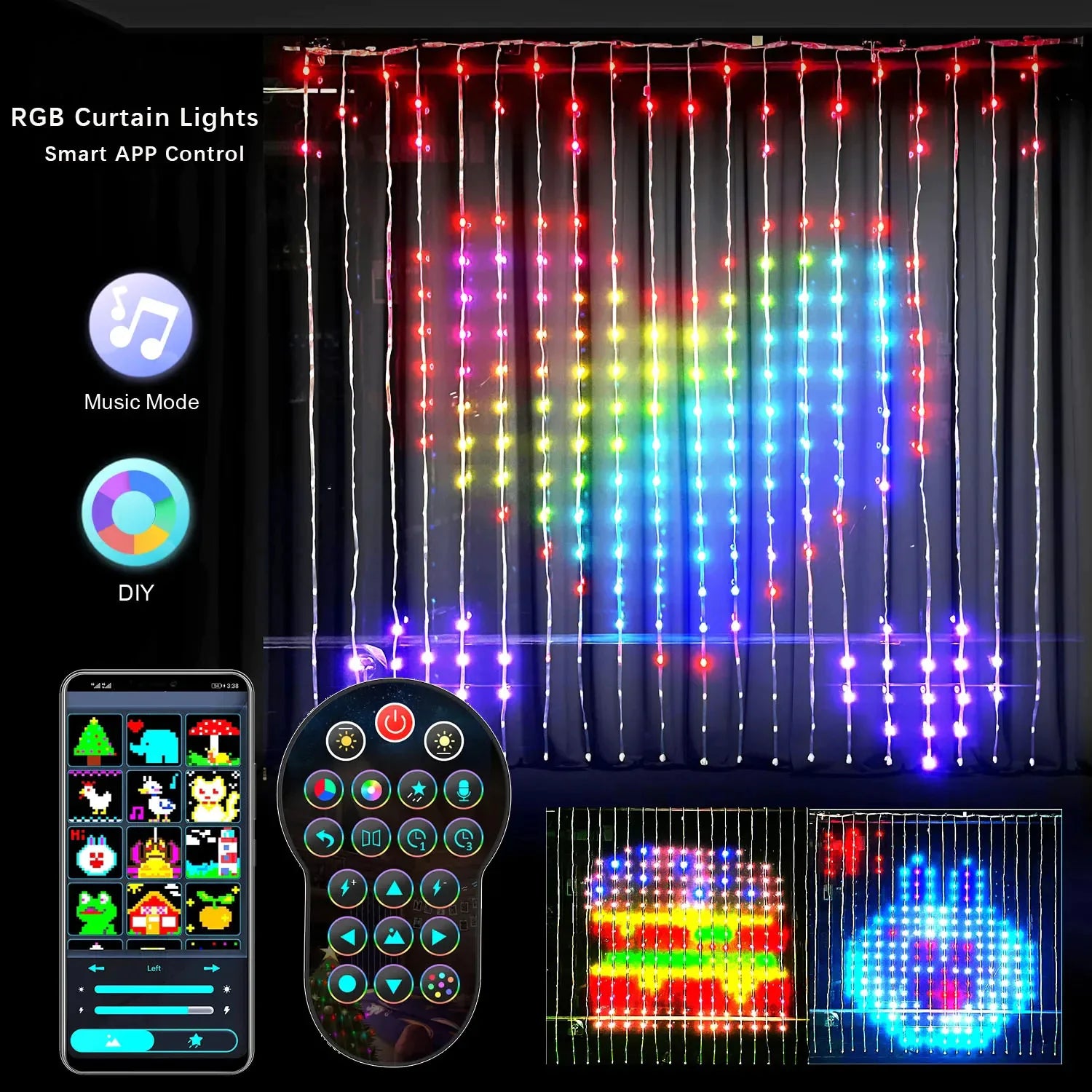 LED Bluetooth Smart RGB Curtain Lights - ShopandTop