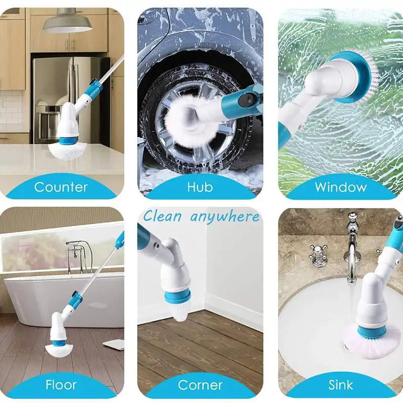 Electric Spin Scrubber Turbo Scrub Cleaning Brush Cordless Chargeable Bathroom Cleaner - ShopandTop