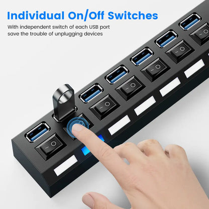 USB Hub 2.0 Hub Multi USB Splitter With Switch - ShopandTop