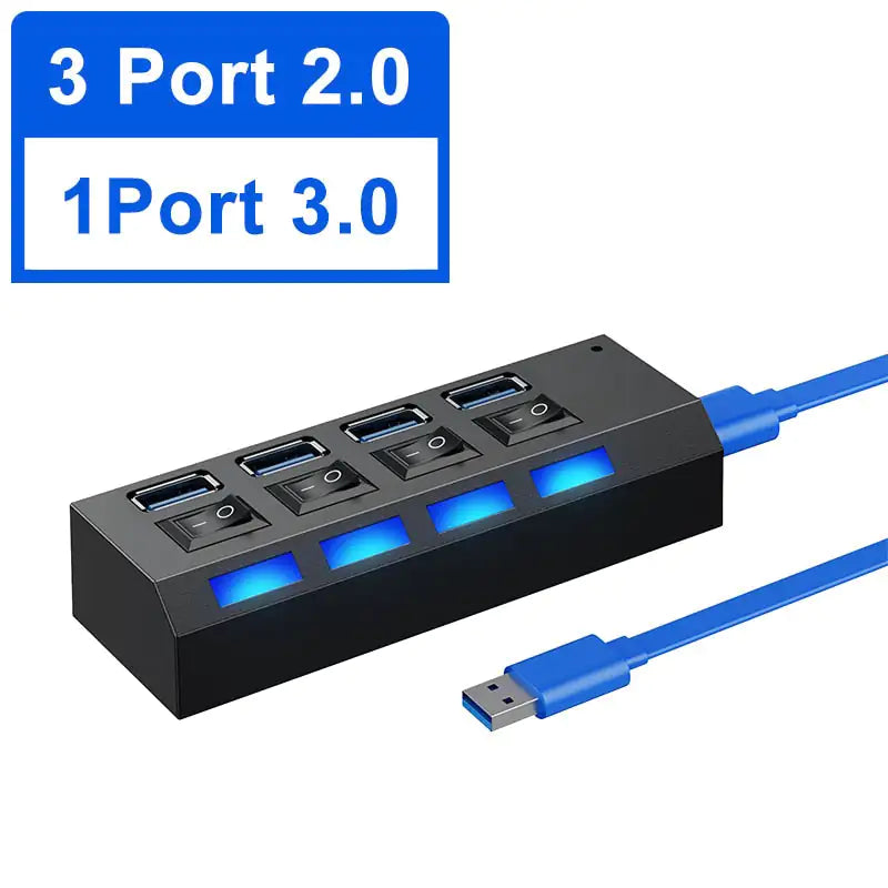 USB Hub 2.0 Hub Multi USB Splitter With Switch - ShopandTop