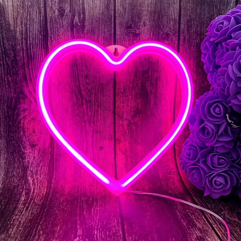 Bedroom Night Lights Neon Heart Lamp - ShopandTop