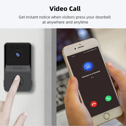 Smart Wireless WiFi Doorbell Camera with Intercom & Chime - Video Ring Bell Security System - ShopandTop