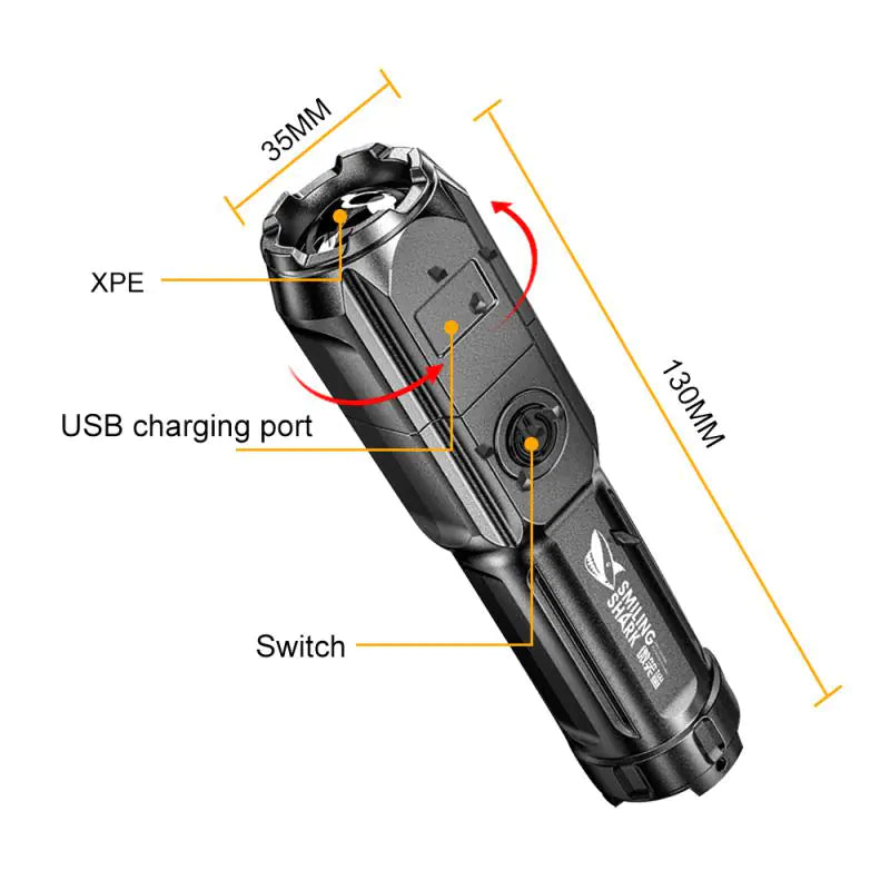 MightyBeam LED Flashlight - 100,000 Lumens, USB Rechargeable, Waterproof Tactical Torch - ShopandTop