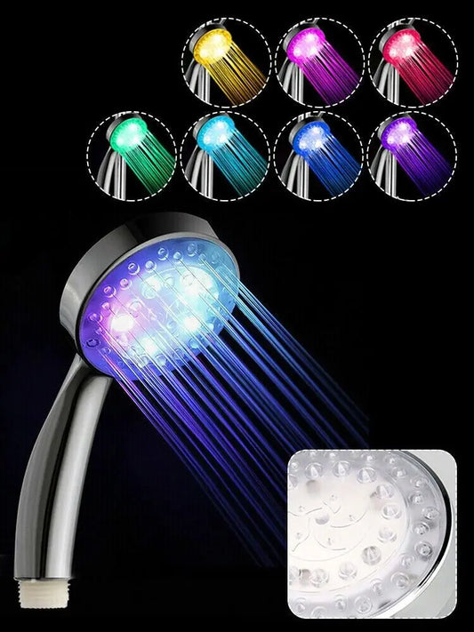 Handheld 7 Color Changing LED Light Water Bath Home Bathroom Shower Head Glow - ShopandTop