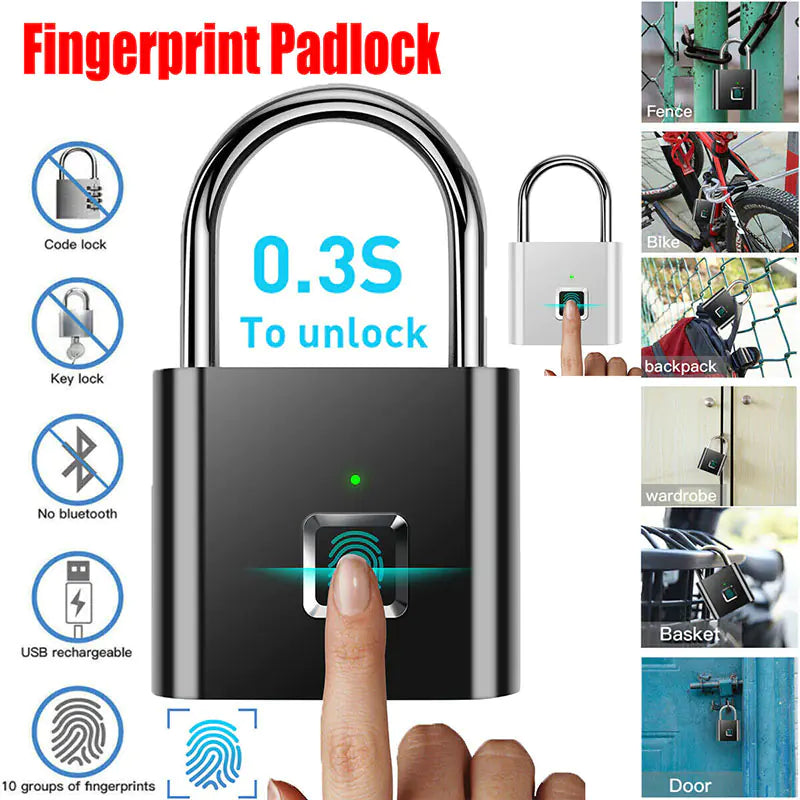 Smart Fingerprint Padlock - USB Rechargeable, Keyless & Durable - ShopandTop