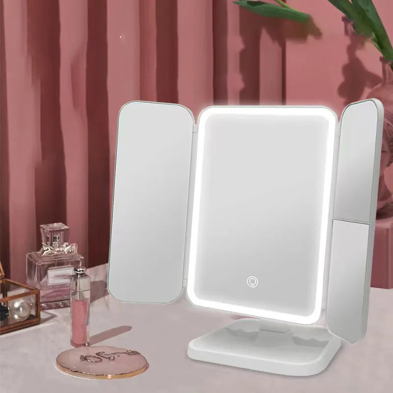 Smart Tri LED Makeup Mirror - Trifold Lighted Mirror for Flawless Makeup and Grooming - ShopandTop