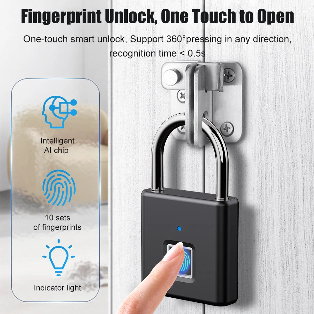 Smart Fingerprint Padlock - Keyless Access with Advanced Fingerprint Technology - ShopandTop