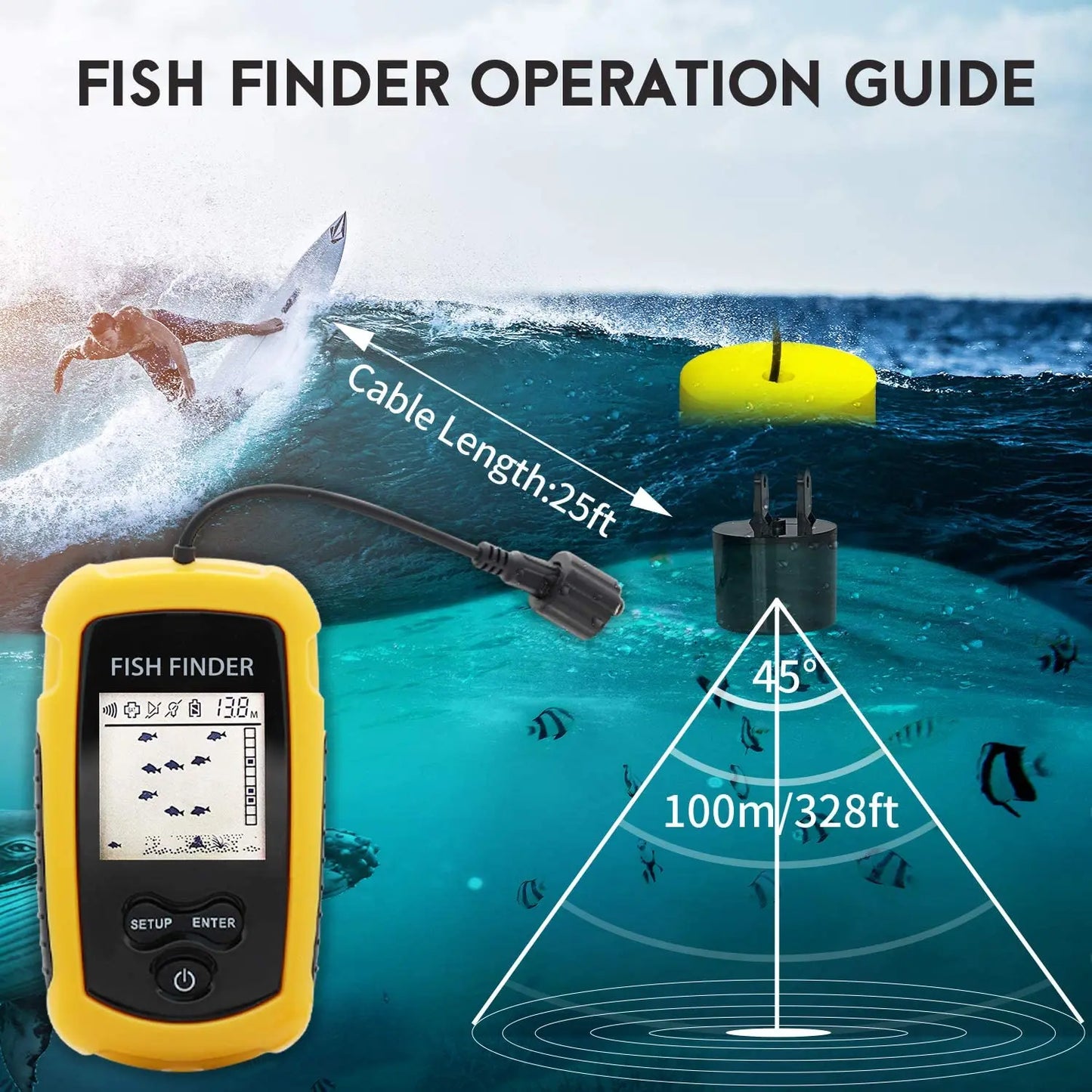 Alarm 100m Portable Sonar Fish Finder