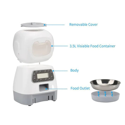 Smart Food Dispenser - Automatic Pet Feeder with Timer, Adjustable Portions, Remote Control via App, Silent Operation - ShopandTop