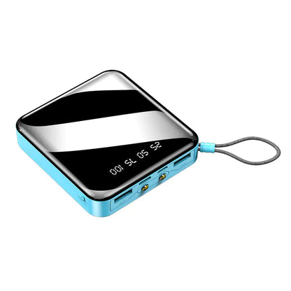 10000mAh Mini Power Bank with Mirror Screen LED Display – Compact, Portable, Efficient Charging - ShopandTop