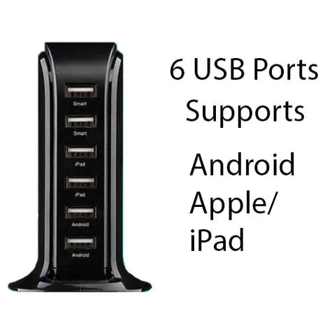 SmartPower Tower – 6-Port USB Desktop Charger for Fast and Efficient Charging - ShopandTop