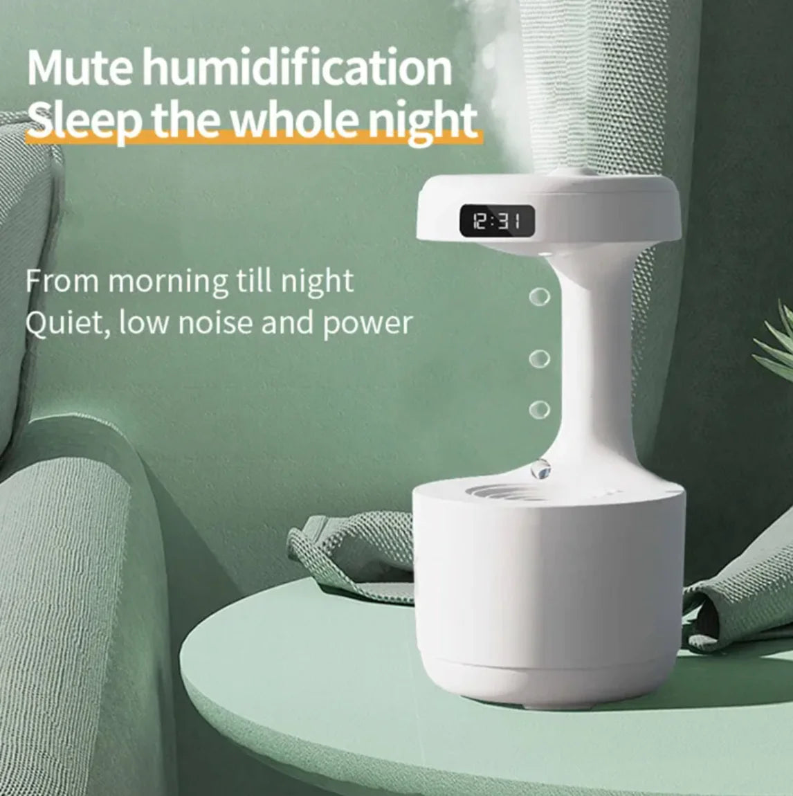 Bedroom Anti-Gravity Humidifier with Clock Water Drop Backflow Aroma Diffuser - ShopandTop