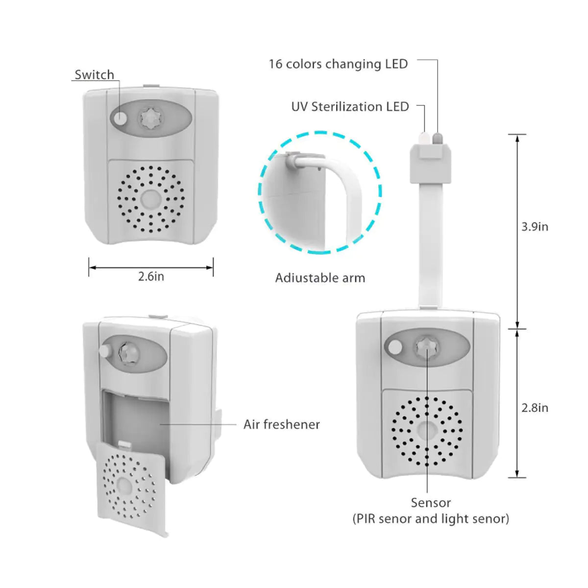 CLEAN BOWL UV Sanitizing Light For Germ-Free Toilets With LED Motion Light - ShopandTop