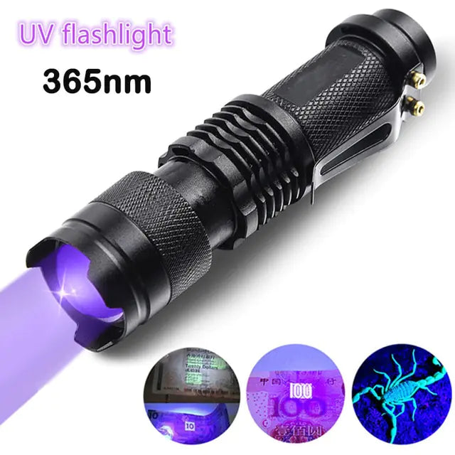 Ultraviolet White Lamp Retractable Flashlight - Dual Lamp Design with Adjustable Beam - ShopandTop