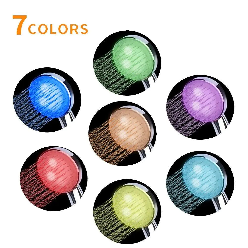 Handheld 7 Color Changing LED Light Water Bath Home Bathroom Shower Head Glow - ShopandTop