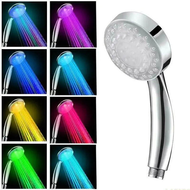 Handheld 7 Color Changing LED Light Water Bath Home Bathroom Shower Head Glow - ShopandTop