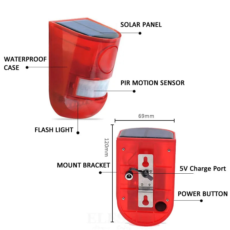 Solar Infrared Motion Sensor Alarm - Wireless, Eco-Friendly Security Solution - ShopandTop