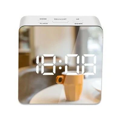 LED Mirror Alarm Clock Digital - Sleek Timekeeping with Multifunctional Features - ShopandTop