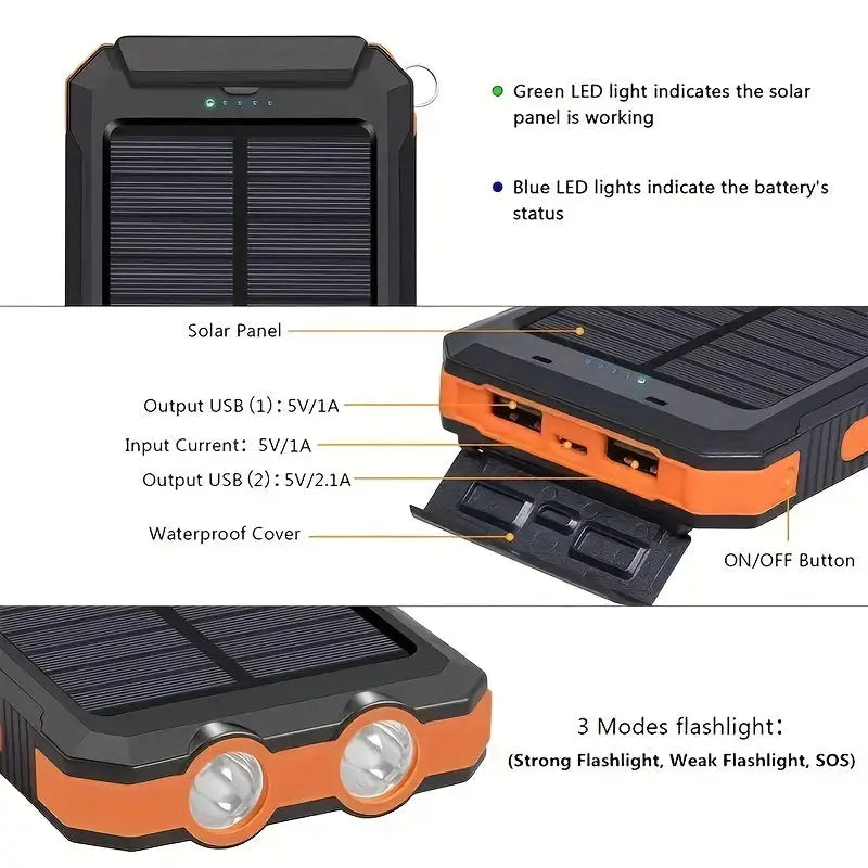 Portable Solar Power Bank – Eco-Friendly Charging Solution for On-the-Go Power - ShopandTop