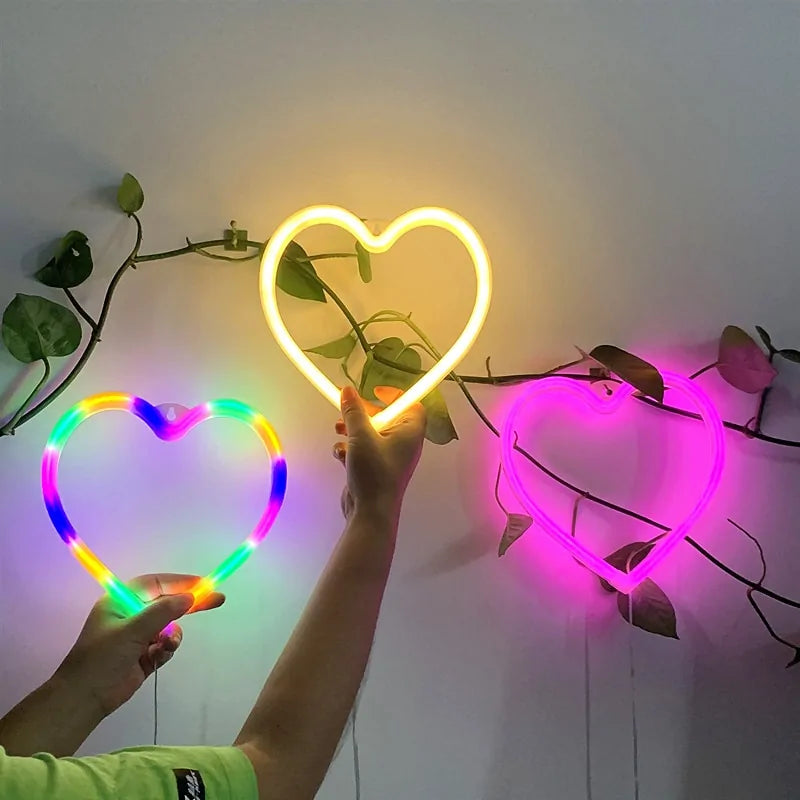 Bedroom Night Lights Neon Heart Lamp - ShopandTop