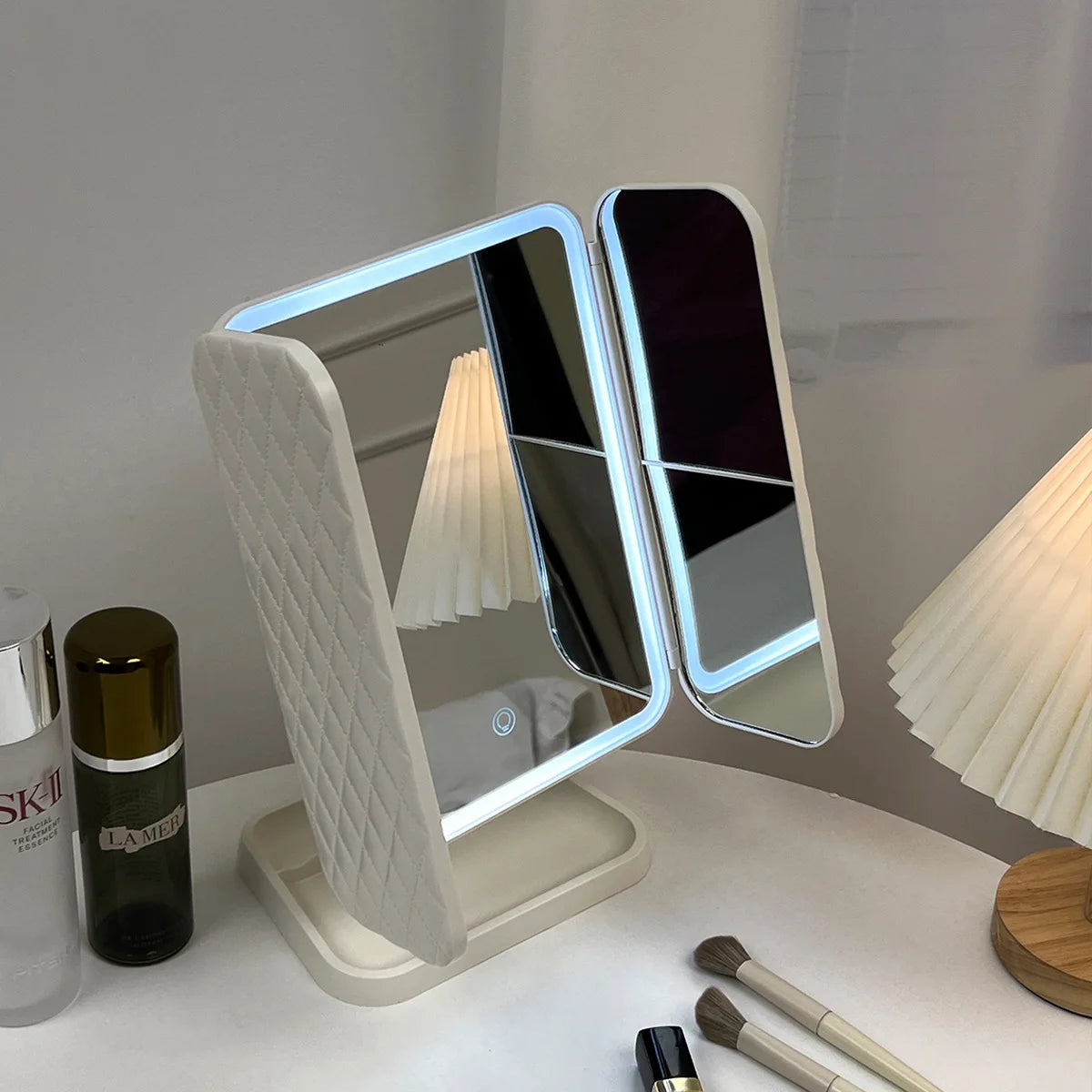 Smart Tri LED Makeup Mirror - Trifold Lighted Mirror for Flawless Makeup and Grooming - ShopandTop