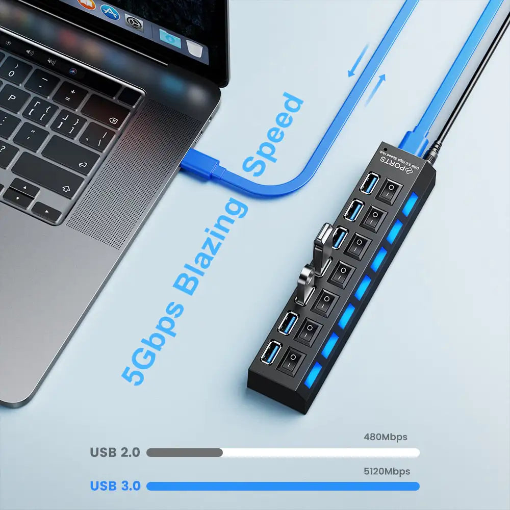 USB Hub 2.0 Hub Multi USB Splitter With Switch - ShopandTop