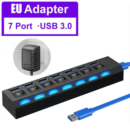 USB Hub 2.0 Hub Multi USB Splitter With Switch - ShopandTop