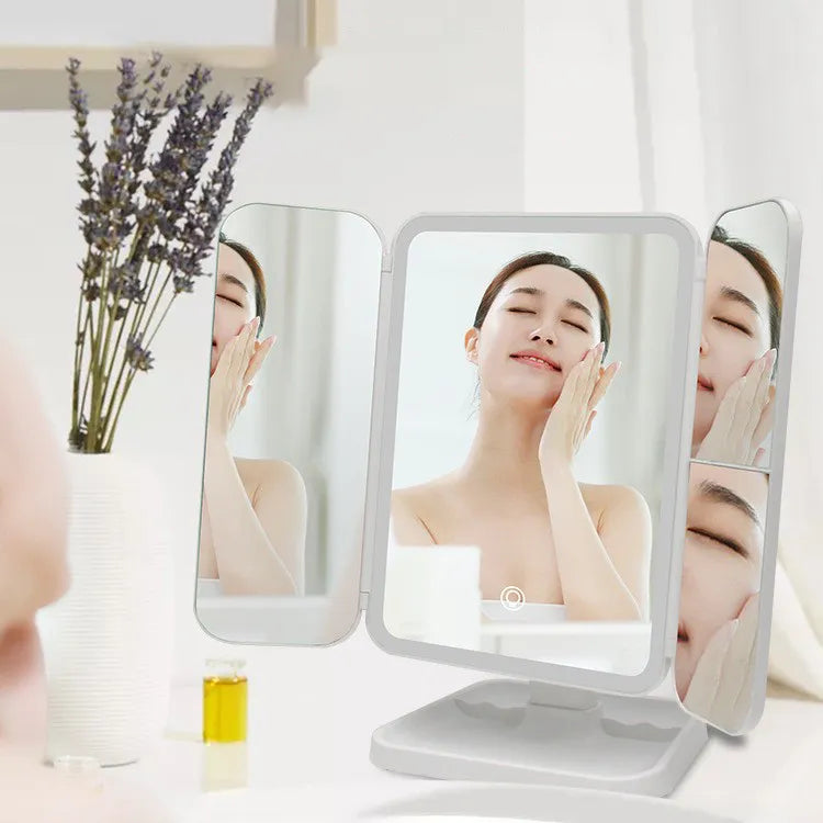 Smart Tri LED Makeup Mirror - Trifold Lighted Mirror for Flawless Makeup and Grooming - ShopandTop