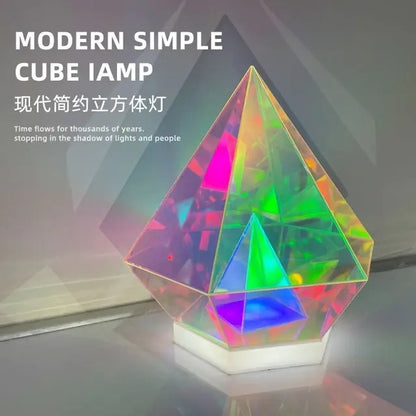 3D Pyramid Bedroom Decoration RGB Atmosphere Night Light - ShopandTop