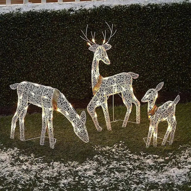 3pcs Christmas Wrought Iron Deer LED Light Glowing - ShopandTop