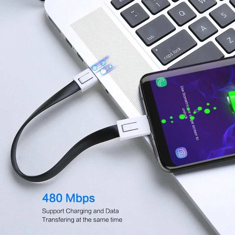 Mini KeyChain USB Cable: Lightning, Micro USB, Type C (iPhone, Samsung) - ShopandTop