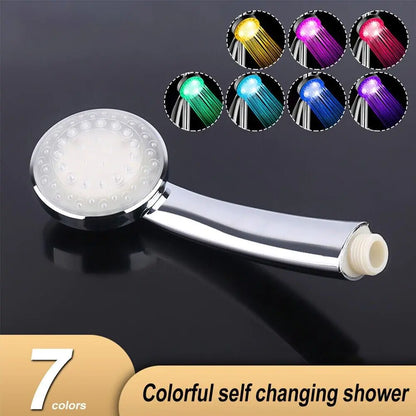 Handheld 7 Color Changing LED Light Water Bath Home Bathroom Shower Head Glow - ShopandTop