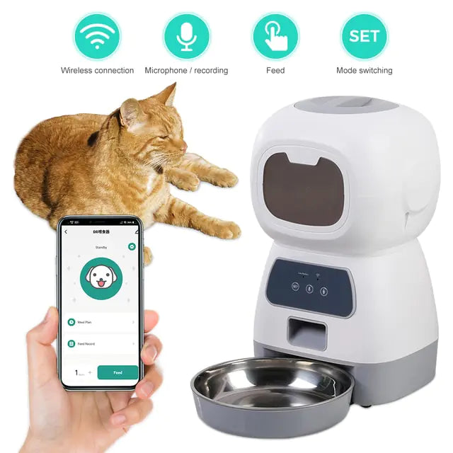 Smart Food Dispenser - Automatic Pet Feeder with Timer, Adjustable Portions, Remote Control via App, Silent Operation - ShopandTop