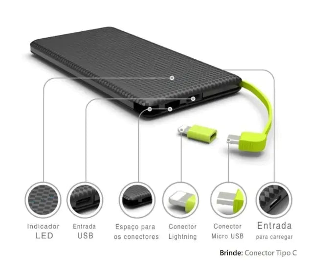 Portable Power Bank Charger – 10,000mAh High-Capacity with Dual USB Outputs & Built-In Cable - ShopandTop