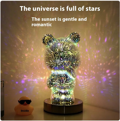 3D Fireworks Glass USB Bedside Lamp - Multicolor Dream Atmosphere Light