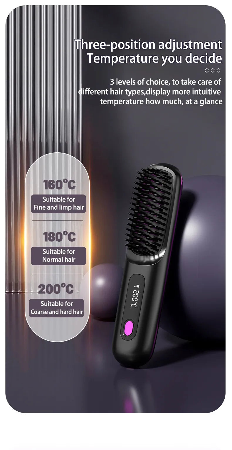 2-in-1 Wireless Hair Straightener & Curler Brush - ShopandTop