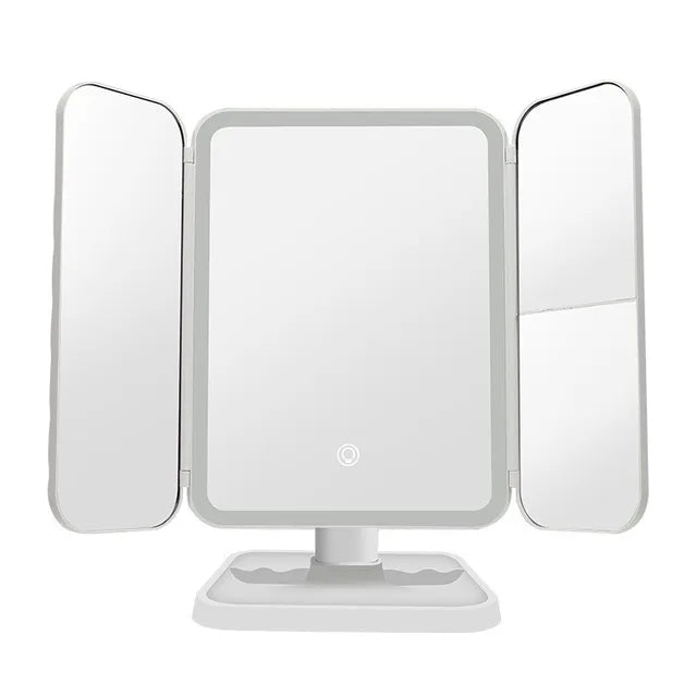 Smart Tri LED Makeup Mirror - Trifold Lighted Mirror for Flawless Makeup and Grooming - ShopandTop