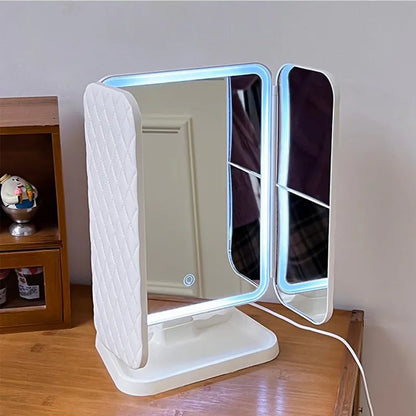 Smart Tri LED Makeup Mirror - Trifold Lighted Mirror for Flawless Makeup and Grooming - ShopandTop