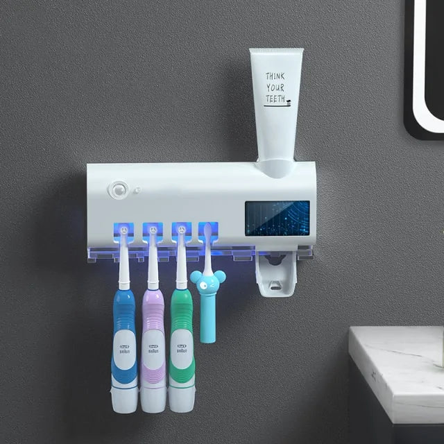 Toothpaste Dispenser Solar Energy – Automatic Hands-Free Dispenser with Built-in Toothbrush Holder - ShopandTop