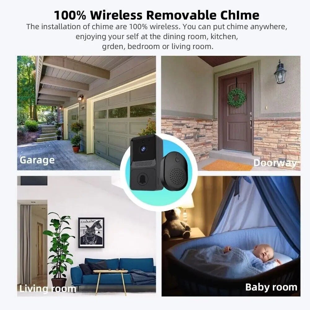 Smart Wireless WiFi Doorbell Camera with Intercom & Chime - Video Ring Bell Security System - ShopandTop